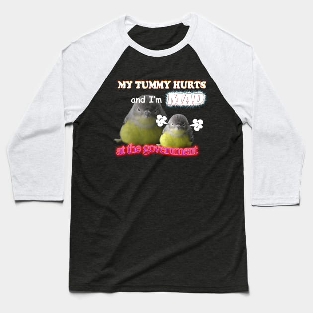 My Tummy Hurts And I'm Mad At The Government Meme Baseball T-Shirt by swankyswamprat